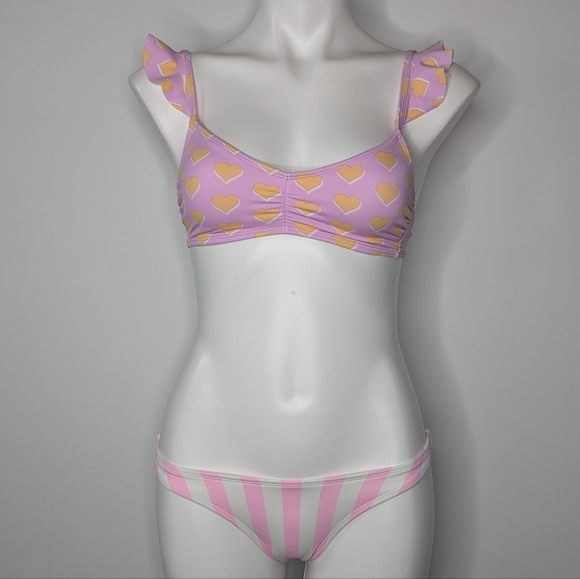 NWOT Stoney Clover Ln for Target mismatched pink white orange bikini XS/XXS - Picture 1 of 12